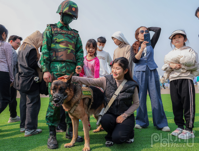 Chó nghiệp vụ Bộ đội Biên phòng tham gia trình diễn tại Triển lãm Quốc phòng quốc tế Việt Nam 2024 được người dân yêu mến.