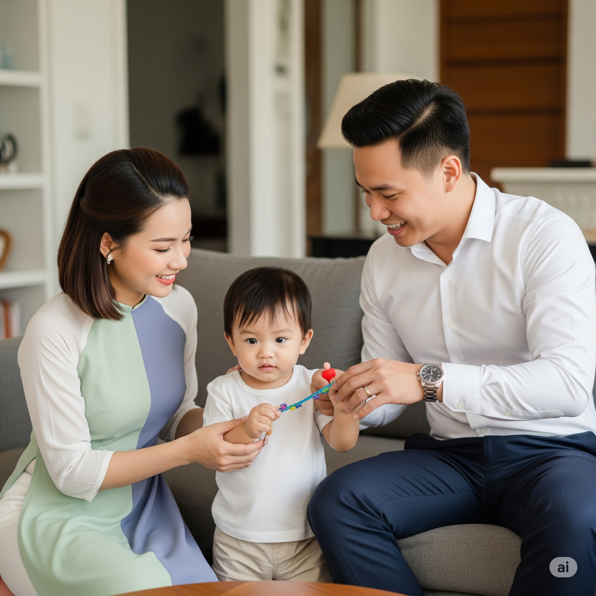 Phá bỏ rào cản giới tính, khi gia đình hiện đại cùng nhau “làm cha mẹ”. (Ảnh được tạo bơi AI)