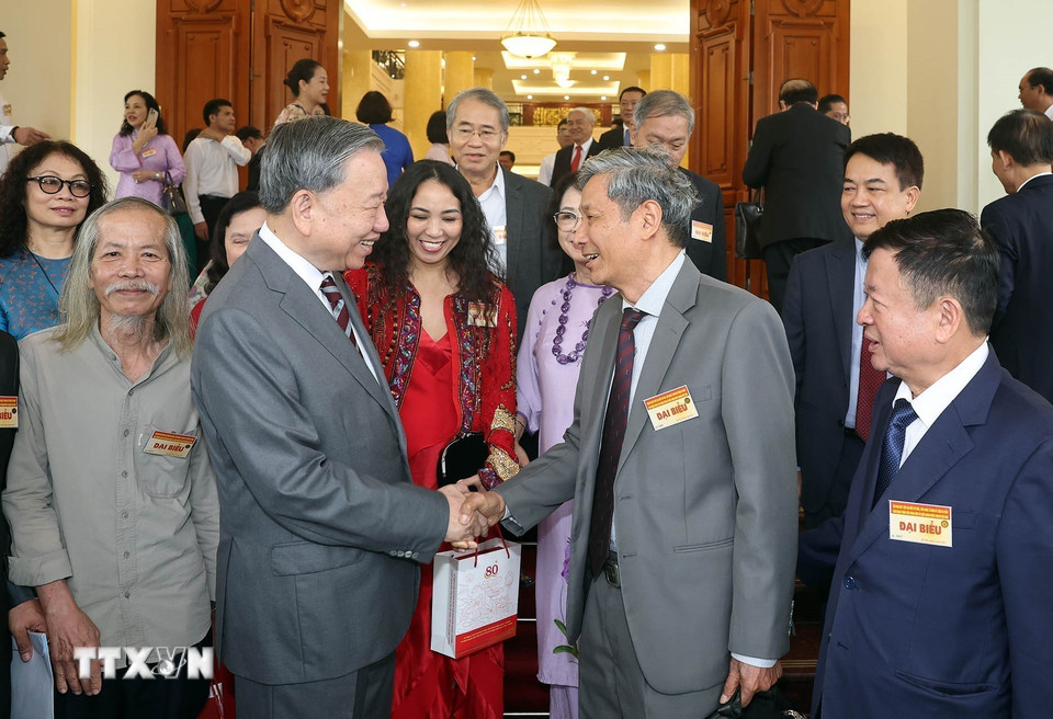 Tổng Bí thư Tô Lâm và các đại biểu. Ảnh: Thống Nhất/TTXVN