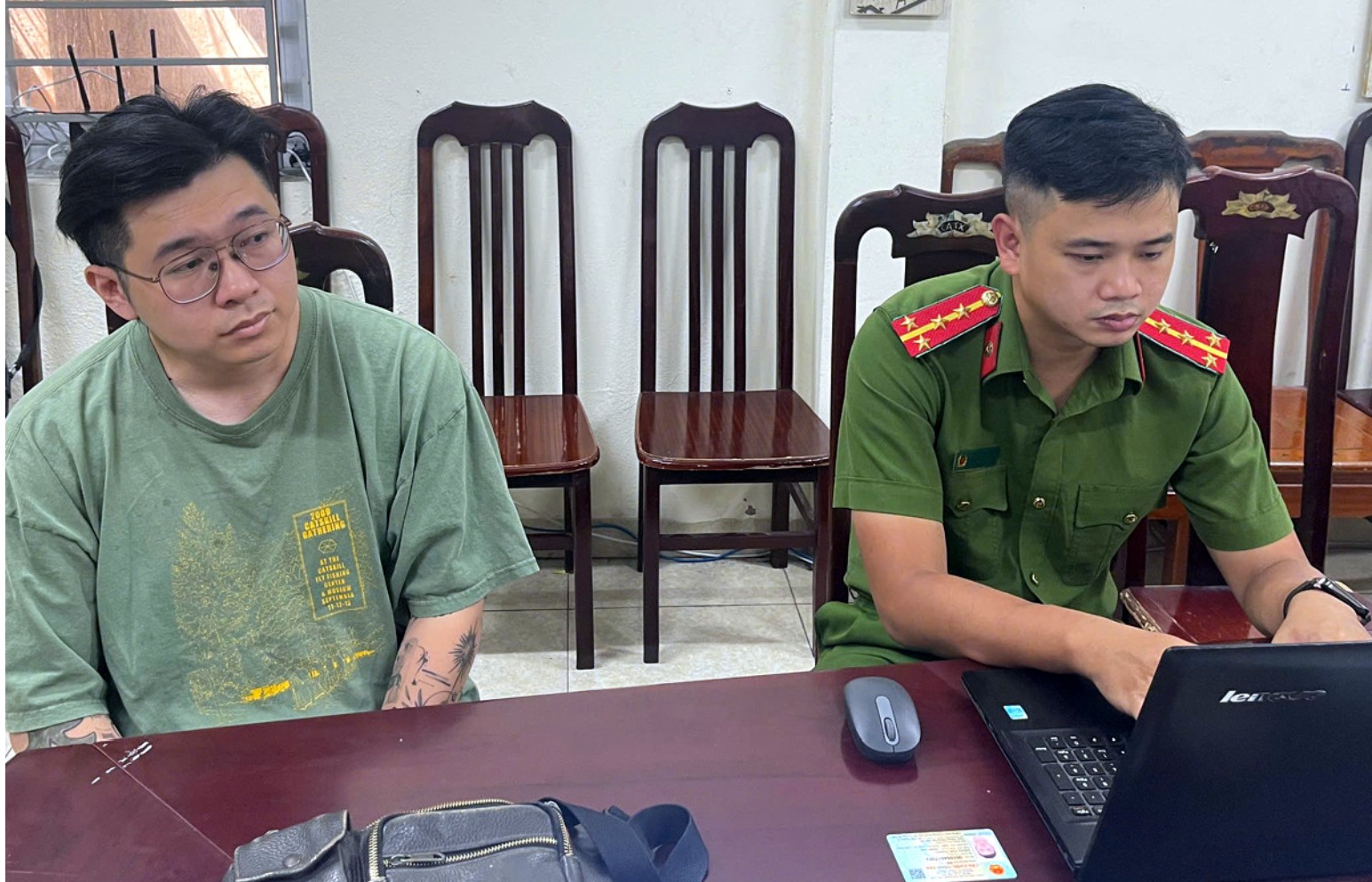 Đặng Chí Thành tại cơ quan công an. Ảnh: CACC