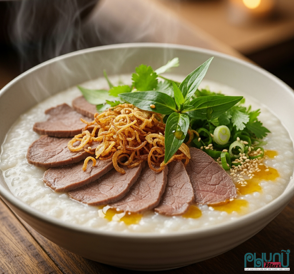 Cháo bò thanh vị từ xương và thịt bò