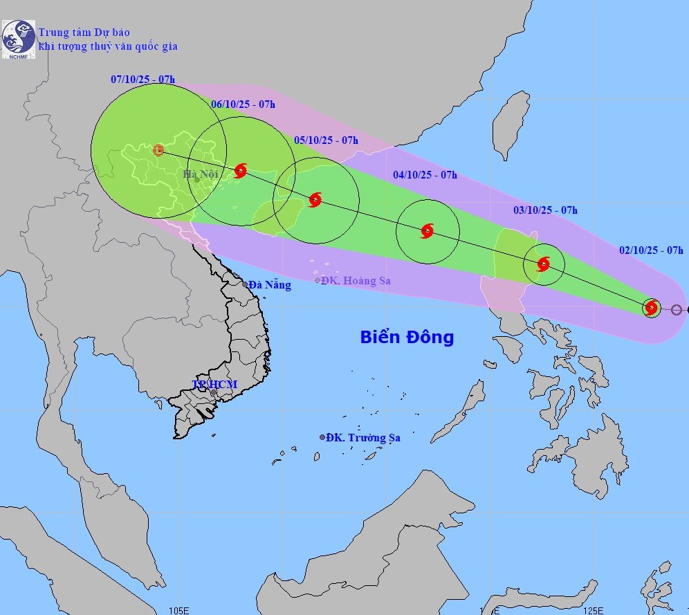 Dự báo vị trí và đường đi của áp thấp nhiệt đới. Ảnh NCHMF