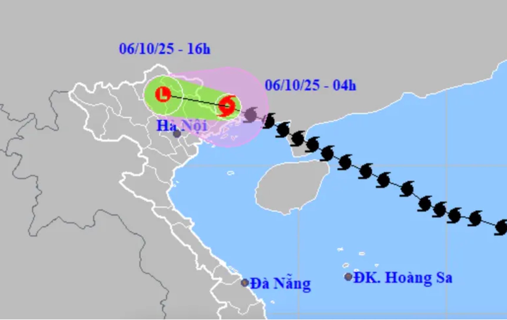 Lúc 5 giờ sáng ngày 6/10, bão số 11 đã đi vào đất liền khu vực Phòng Thành của tỉnh Quảng Tây (Trung Quốc) khu vực giáp với tỉnh Quảng Ninh (Việt Nam).