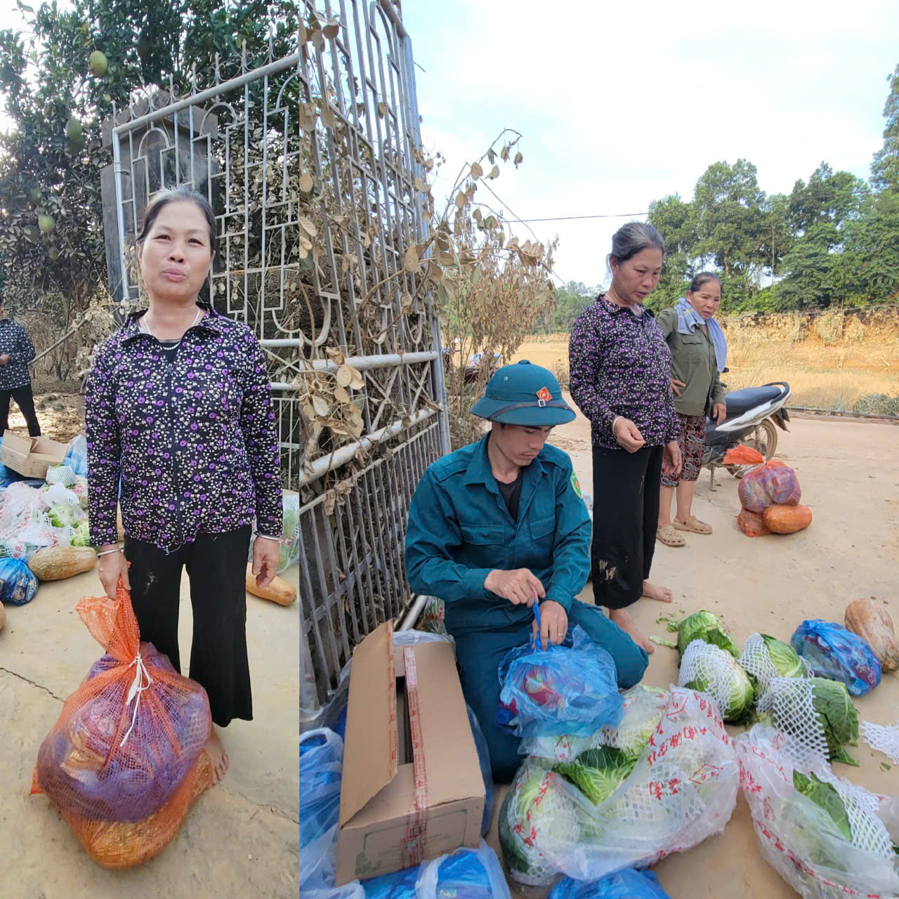 Bà Trần Thị Lai, xóm Na Quán, xã Nam Hòa nghẹn ngào khi nhận được những món quà của CLB Tâm An TN