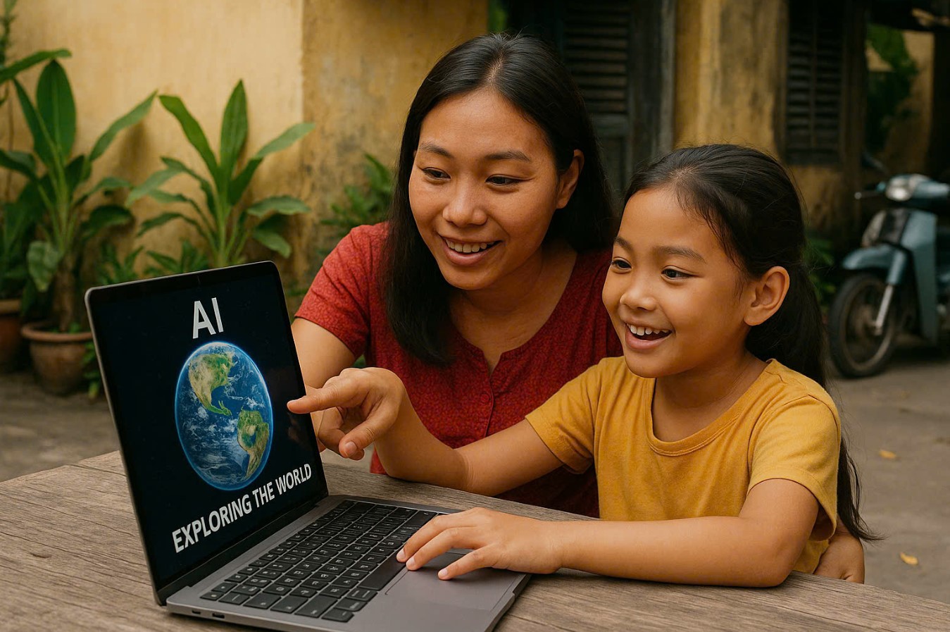 Cha mẹ cùng con khám phá thế giới với AI tạo sinh