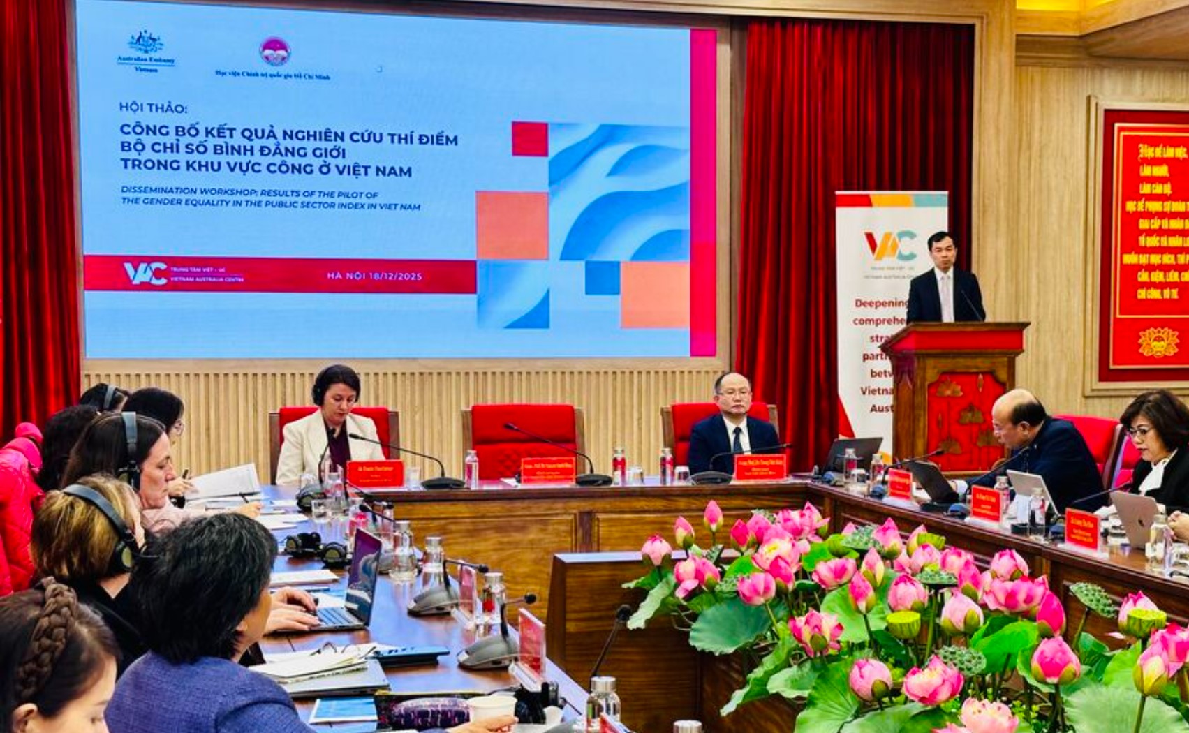 Hội thảo khoa học công bố kết quả nghiên cứu thí điểm Bộ chỉ số bình đẳng giới khu vực công. Ảnh: VĐ