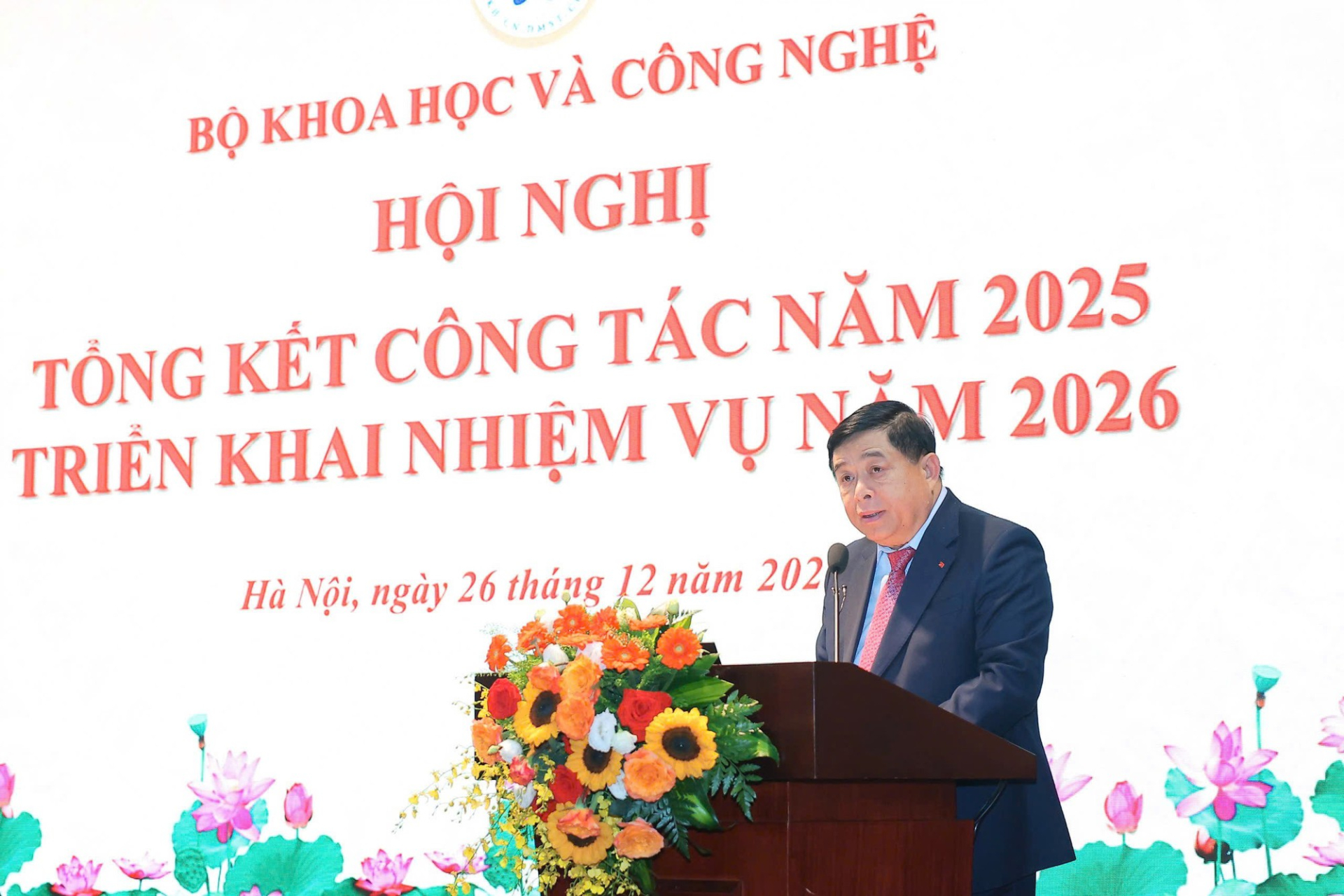 Phó Thủ tướng Nguyễn Chí Dũng phát biểu chỉ đạo Hội nghị tổng kết công tác năm 2025 và triển khai nhiệm vụ năm 2026 của ngành KH&CN. Ảnh: Minh Ngọc