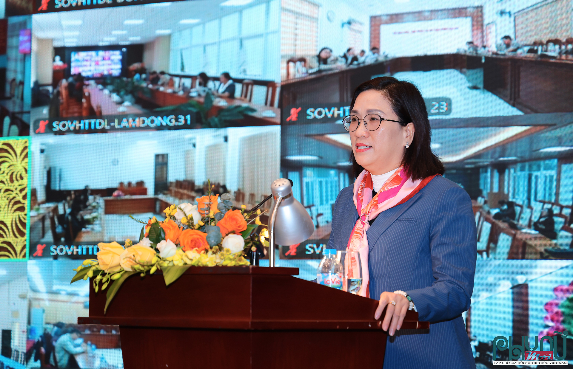 Đồng chí Đinh Thị Mai, Phó Trưởng Ban Tuyên giáo và Dân vận Trung ương trình bày về định hướng công tác thông tin, tuyên truyền cuộc bầu cử đại biểu Quốc hội khóa XVI và bầu cử Hội đồng nhân dân các cấp nhiệm kỳ 2026-2031.