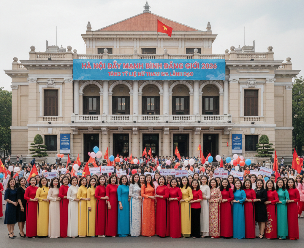 Hà Nội đẩy mạnh bình đẳng giới năm 2026, hướng tới tăng tỷ lệ nữ tham gia lãnh đạo. Ảnh minh họa: Tạo bởi AI