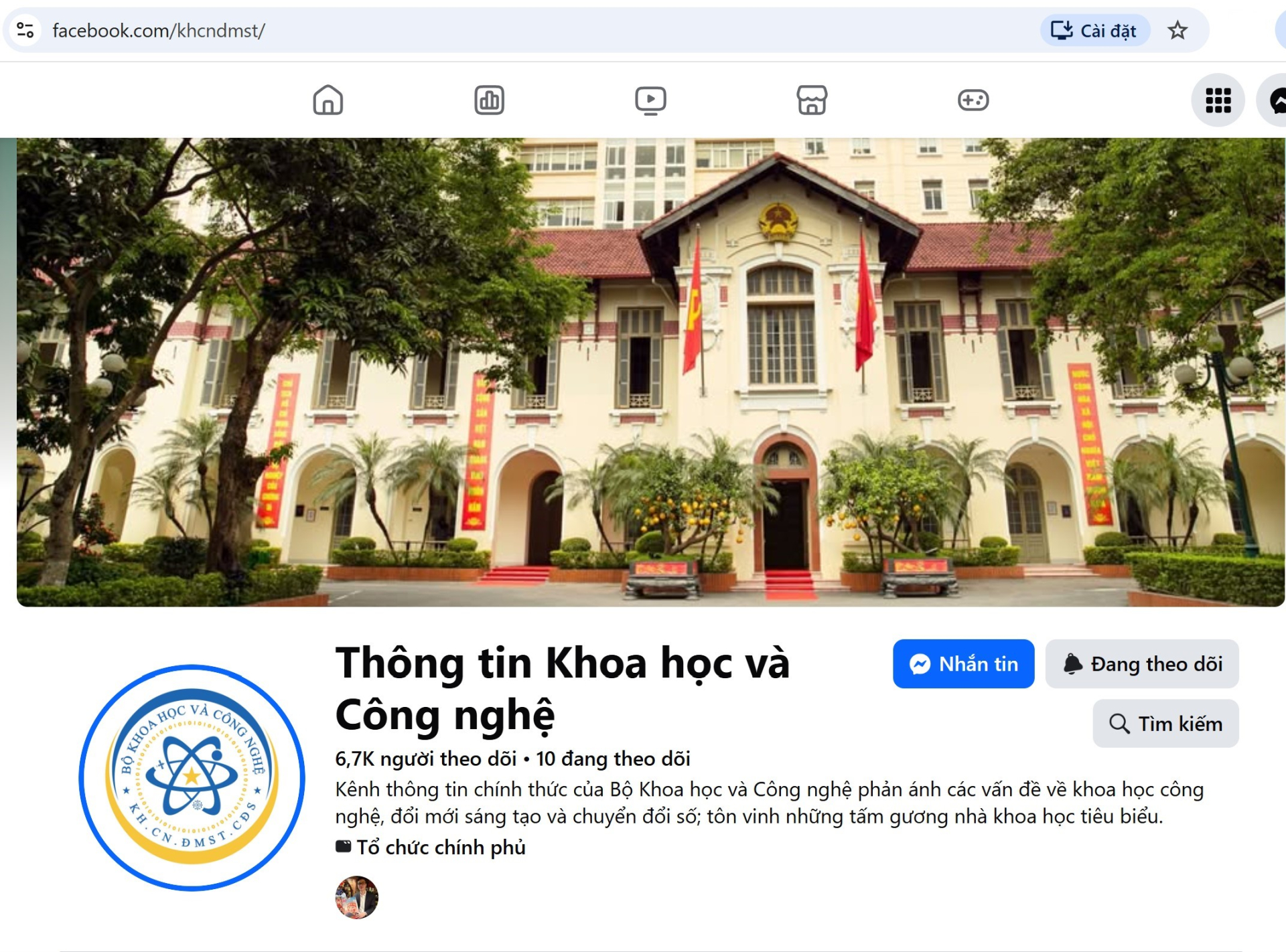 Bộ Khoa học và Công nghệ đã xây dựng và vận hành fanpage “Thông tin Khoa học và Công nghệ” trên nền tảng Facebook tại địa chỉ https ://www.facebook.com/khcndmst/. 