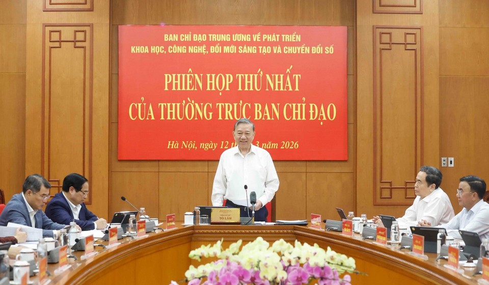 Tổng Bí thư Tô Lâm, Trưởng Ban Chỉ đạo, chủ trì phiên họp. Ảnh: TTXVN