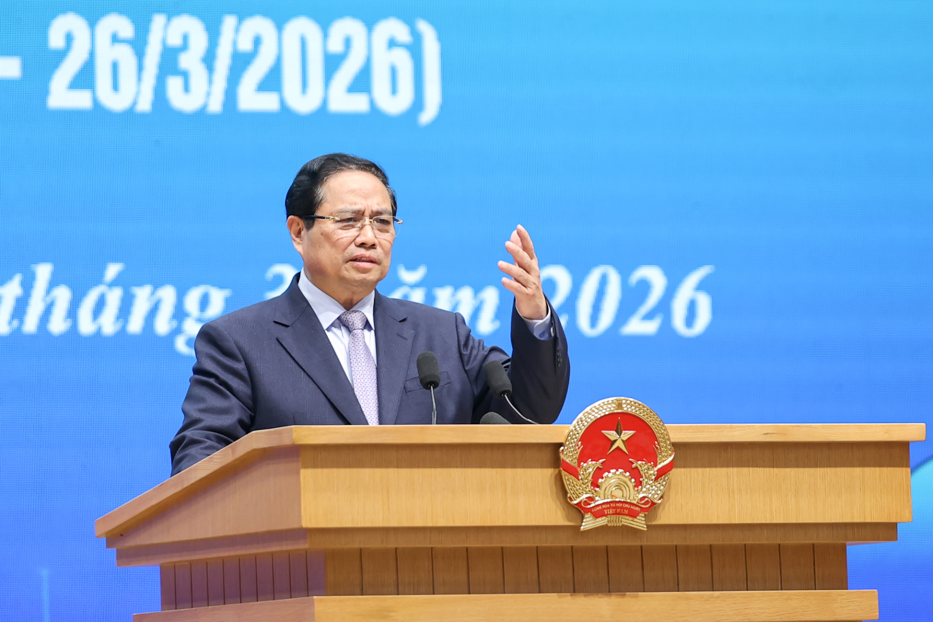 Thủ tướng Phạm Minh Chính nhấn mạnh vai trò tiên phong của thanh niên trong khoa học công nghệ, đổi mới sáng tạo và chuyển đổi số. Ảnh: VGP