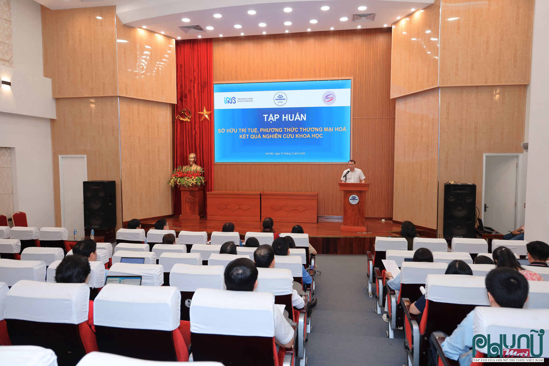 Quang cảnh chương trình tập huấn về sở hữu trí tuệ và phương thức thương mại hóa kết quả nghiên cứu khoa học.