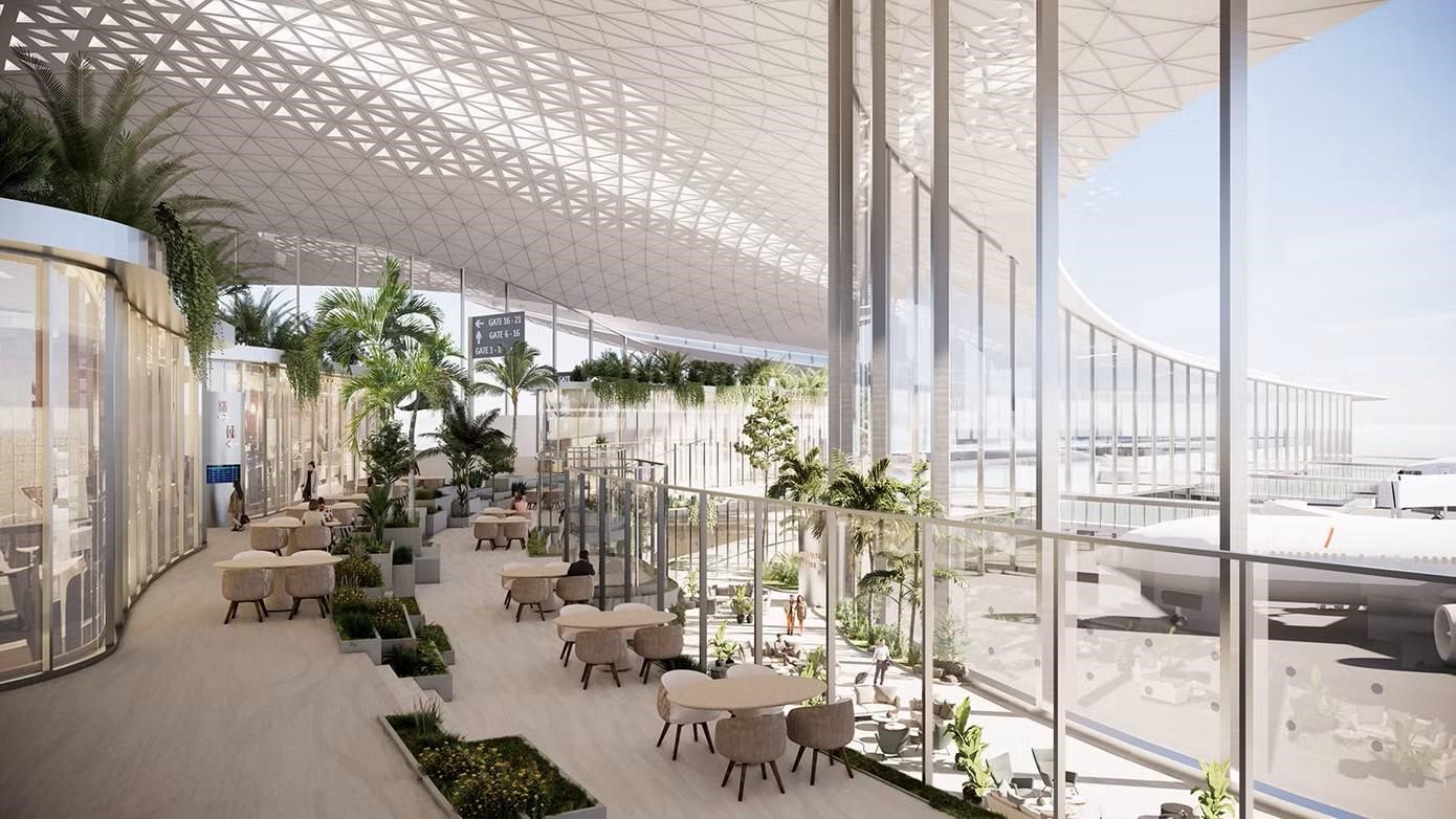 Thiết kế bên trong nhà ga hành khách mới của Cảng HKQT Phú Quốc. Ảnh: Sun Group.