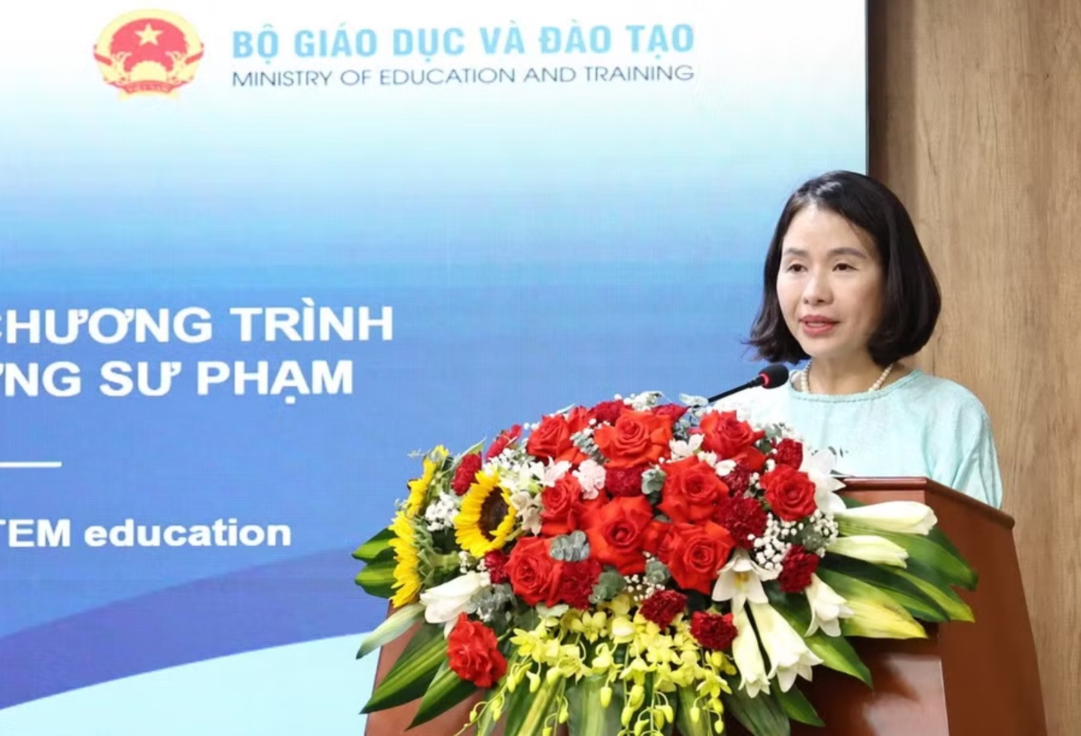 Bà Nguyễn Thị Thanh Minh, Phó Cục trưởng Cục Hợp tác quốc tế (Bộ GD&ĐT) phát biểu khai mạc. Ảnh: GDTĐ