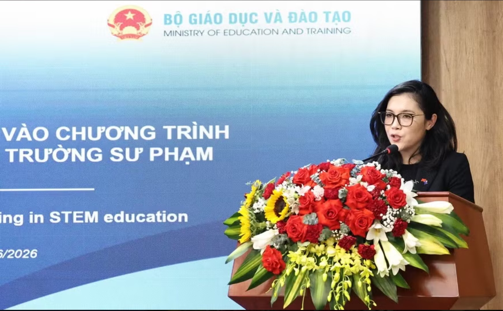 Bà Naomi Cook – Tham tán Phát triển, Đại sứ quán Australia phát biểu tại chương trình. Ảnh: GDTĐ