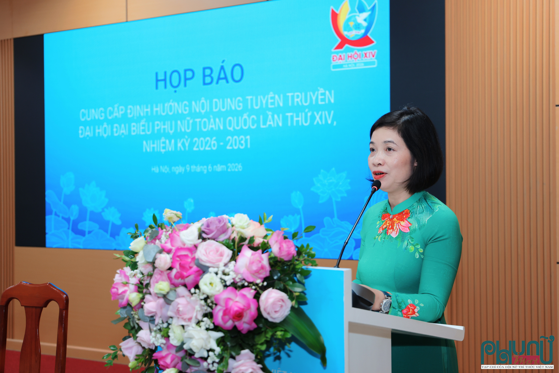 Bà Nguyễn Thị Kim Dung, Ủy viên Đoàn Chủ tịch, Phó Trưởng Ban Thường trực Ban Công tác Phụ nữ, Hội LHPN Việt Nam, cung cấp thông tin về công tác chuẩn bị Đại hội.