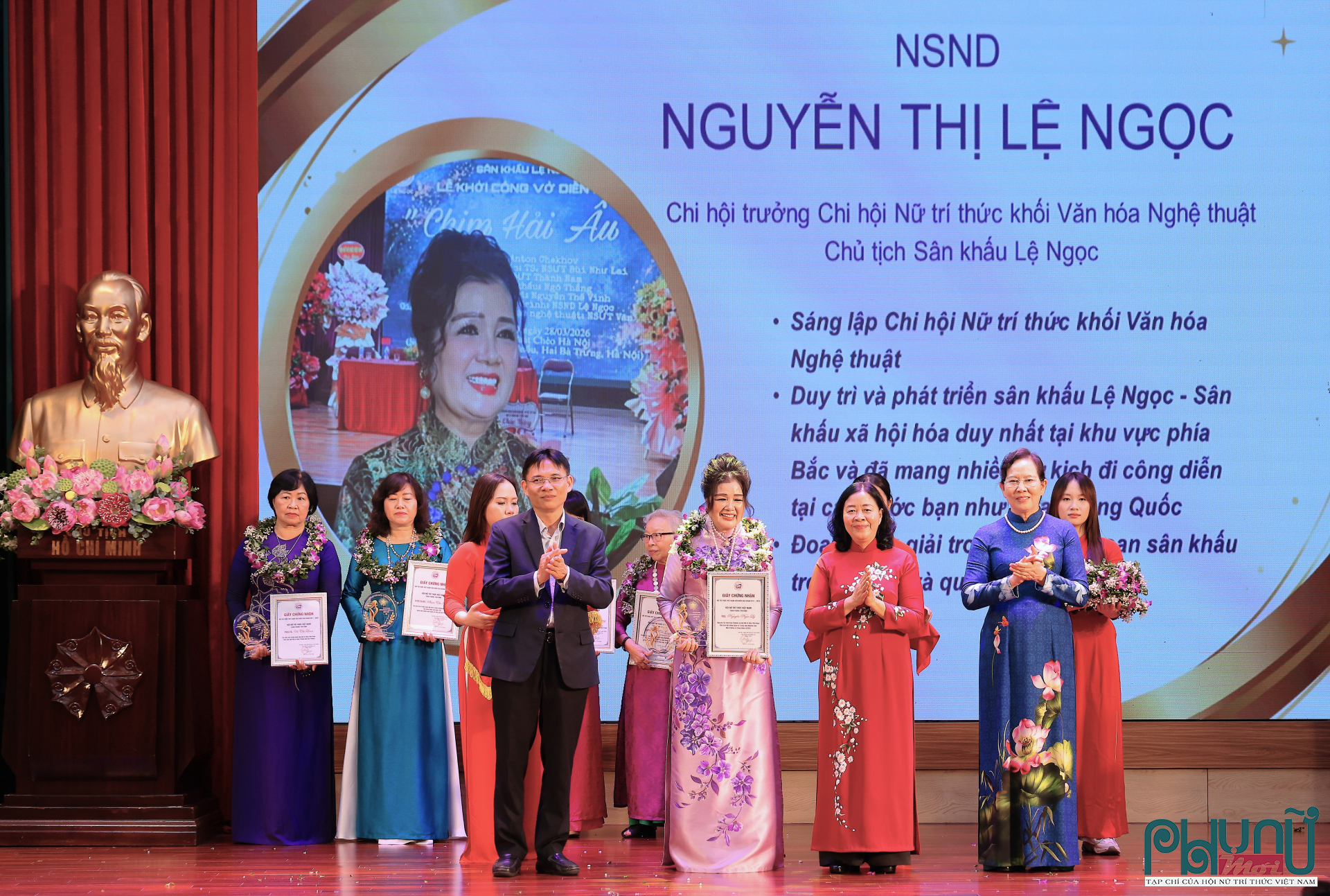 NSND Nguyễn Thị Lệ Ngọc, Ủy viên Ban Chấp hành Hội Nữ trí thức Việt Nam, Chi hội trưởng Chi hội Nữ trí thức Khối Văn hóa - Nghệ thuật, Chủ tịch Sân khấu Lệ Ngọc.
