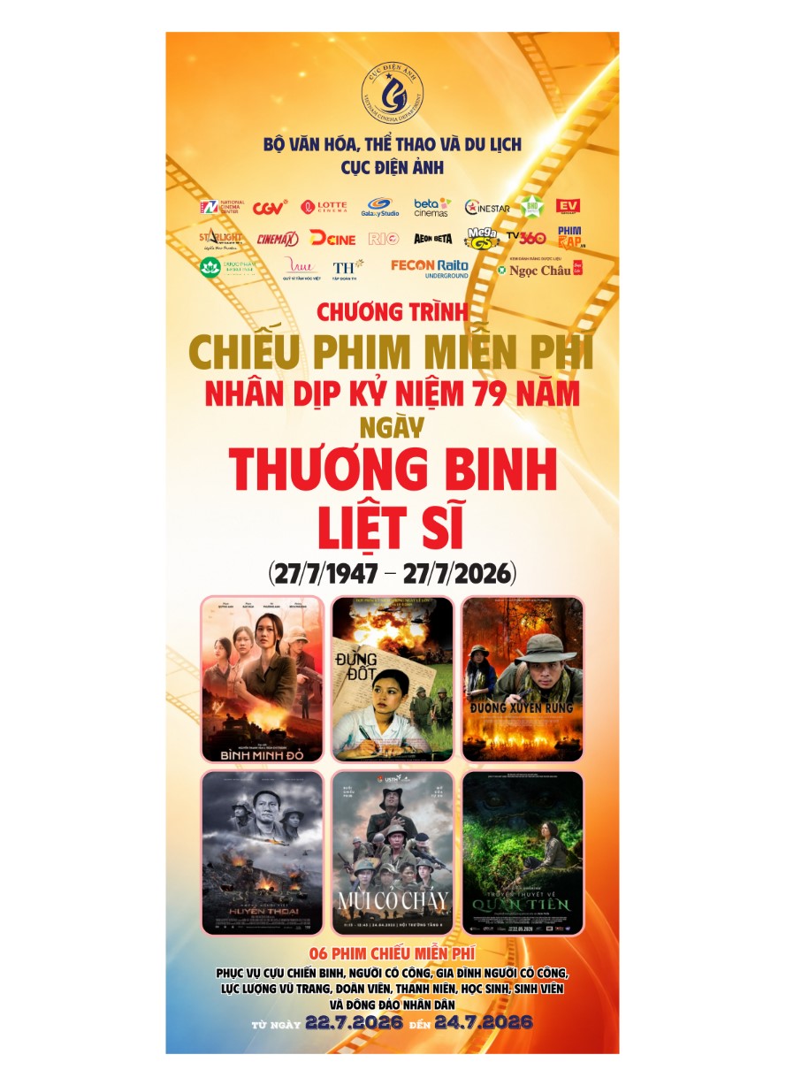 Lần đầu tiên 190 cụm rạp trên cả nước chiếu phim miễn phí kỷ niệm 79 năm Ngày Thương binh - Liệt sĩ