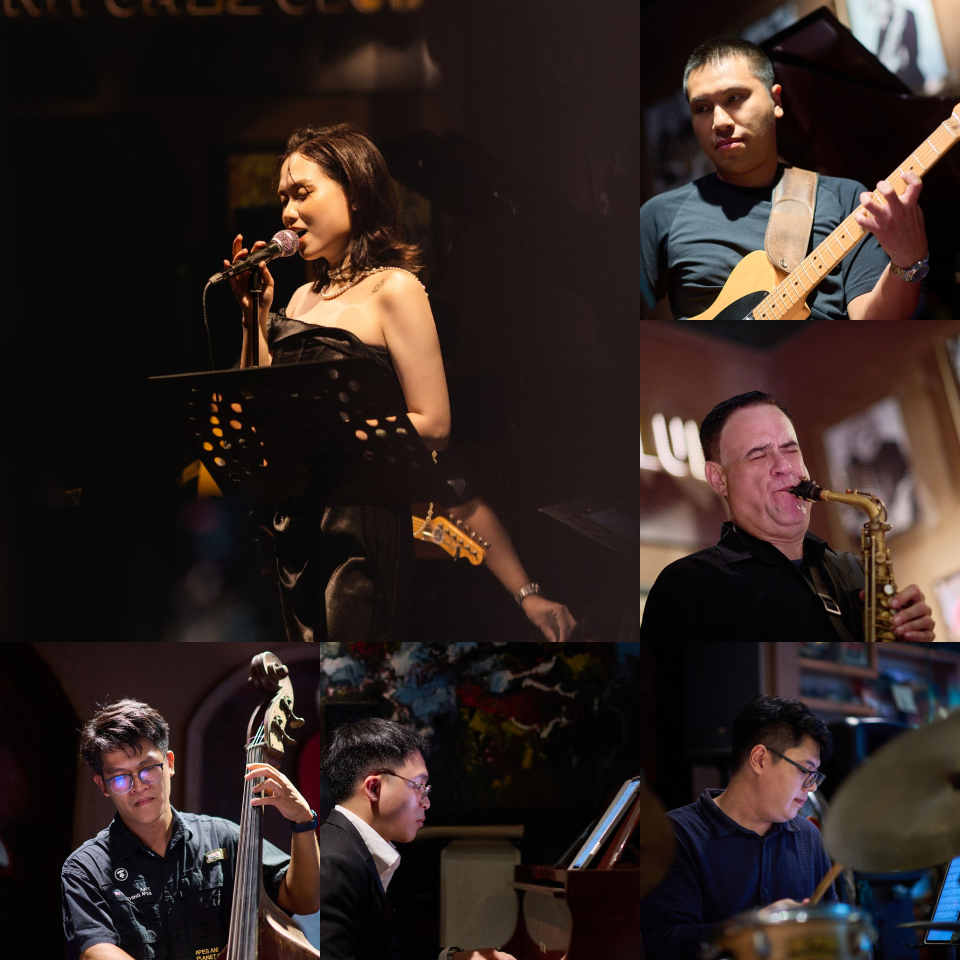 Nguyễn Thùy Linh và các nghệ sĩ Hoàng Tùng (guitar), Duy Phúc (Piano), David Valdez (Saxophone), Thế Vinh (Double bass) và Đức Anh (Trống)
