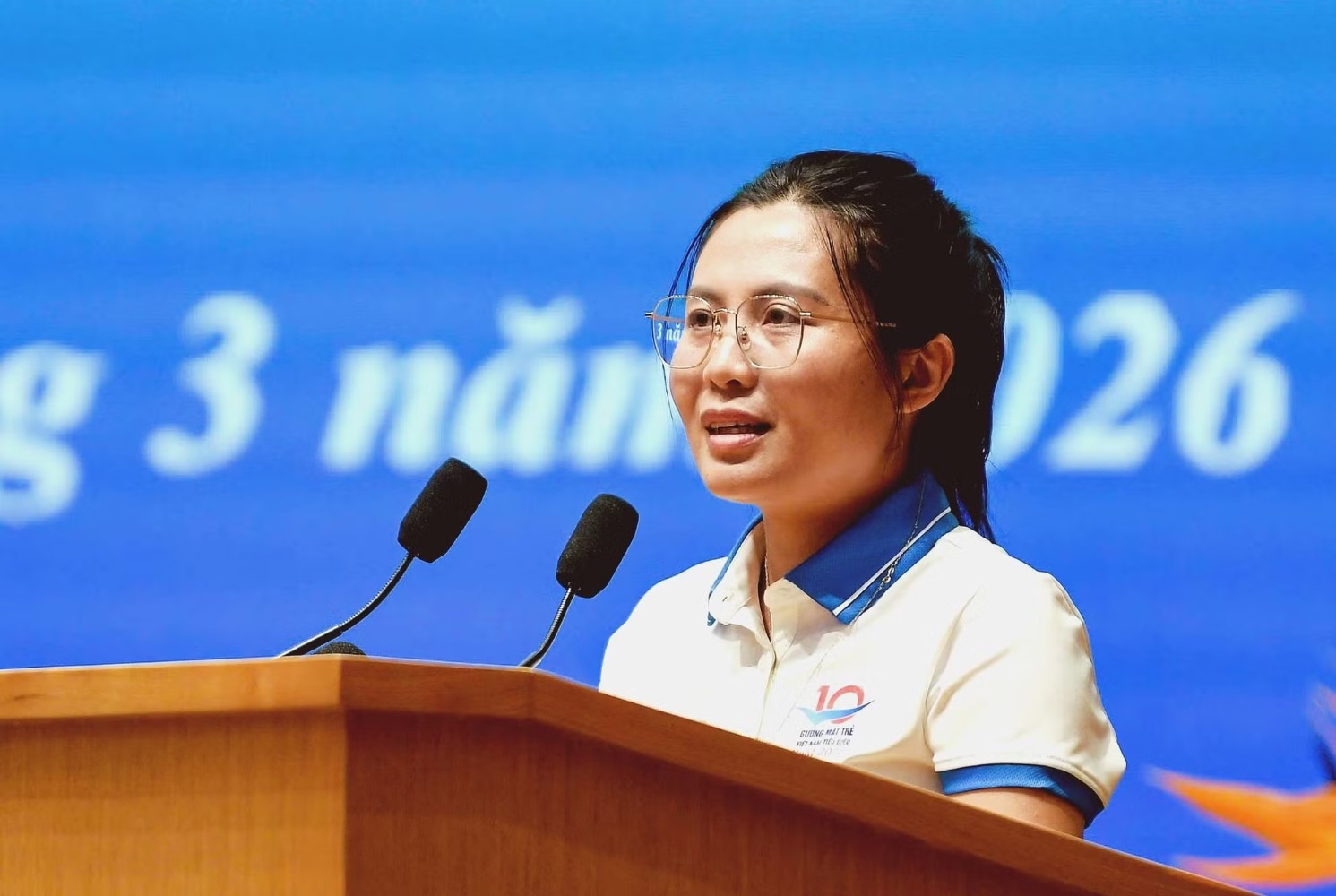 TS. Đặng Thị Lệ Hằng, Viện Hàn lâm Khoa học và Công nghệ Việt Nam, tại buổi gặp mặt các Gương mặt trẻ Việt Nam tiêu biểu với Thủ tướng Phạm Minh Chính ngày 26/3. Ảnh: Nam Trần