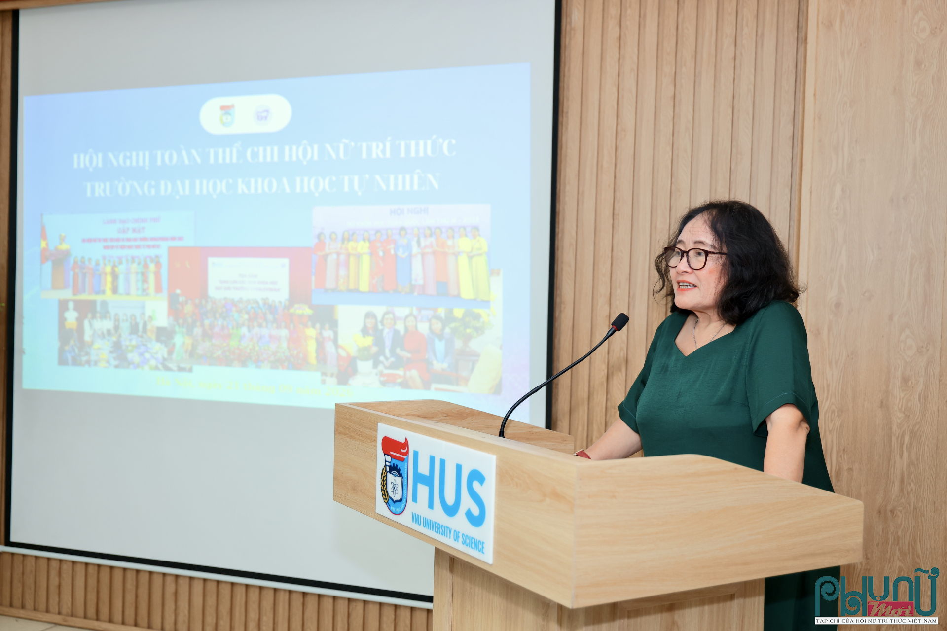 TS. Phạm Thị Mỵ, Phó Chủ tịch Thường trực Hội Nữ trí thức Việt Nam phát biểu tại Hội nghị.