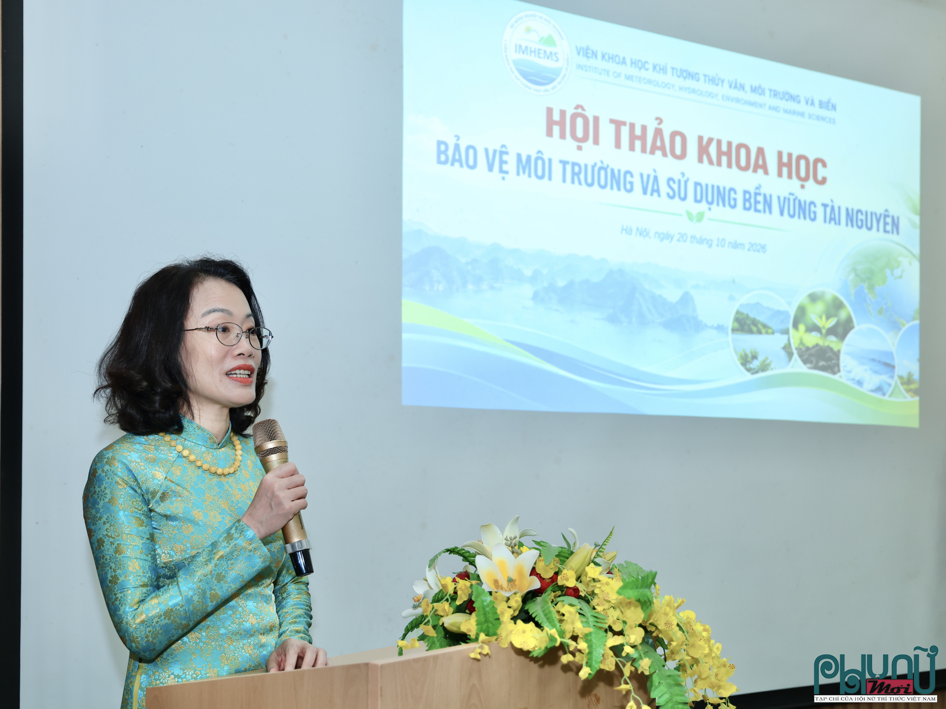 PGS.TS Phạm Thị Thanh Ngà, Viện trưởng Viện Khoa học Khí tượng Thủy văn, Môi trường và Biển phát biểu.