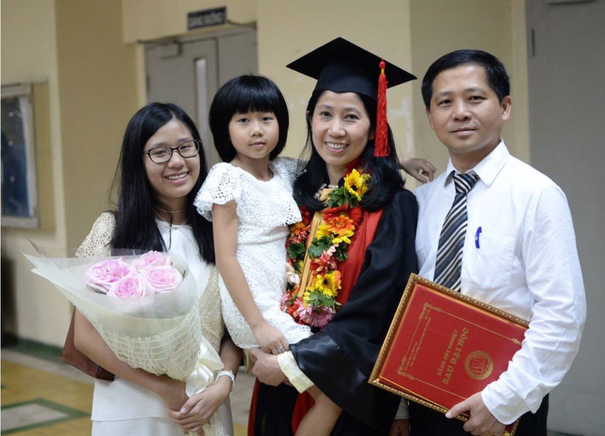 PGS.TS.BS Vương Thị Ngọc Lan cùng gia đình