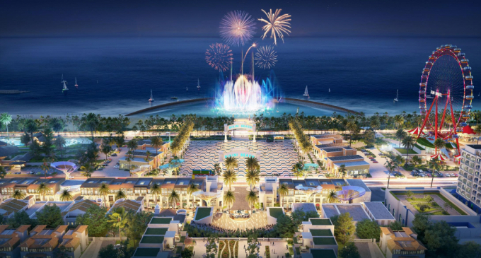 NovaWorld Phan Thiet sẽ là điểm đến hàng đầu thế giới (Ảnh phối cảnh quảng trường biển ban đêm tại NovaWorld Phan Thiet)