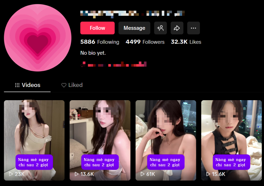 Kênh TikTok công khai quảng cáo 