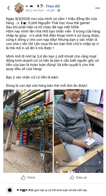 Con trai tự ý cầm 1 triệu đi mua thẻ game nạp 