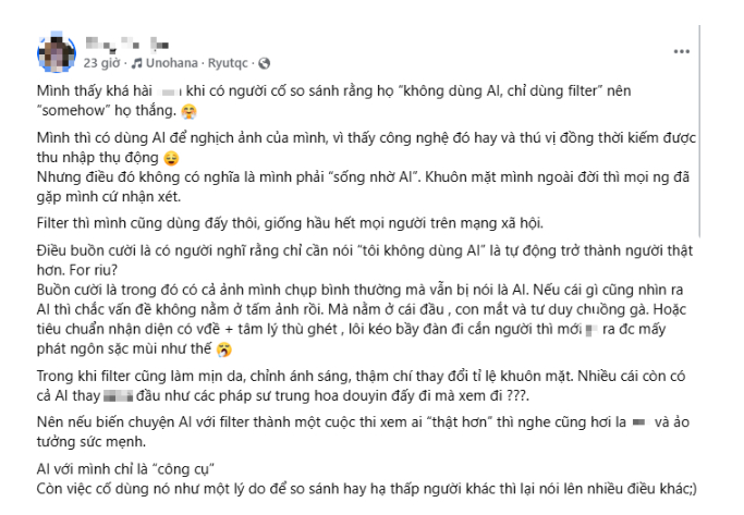 Bị chê dùng AI chỉnh ảnh quá nhiều, hot girl lên tiếng phản bác mạnh mẽ