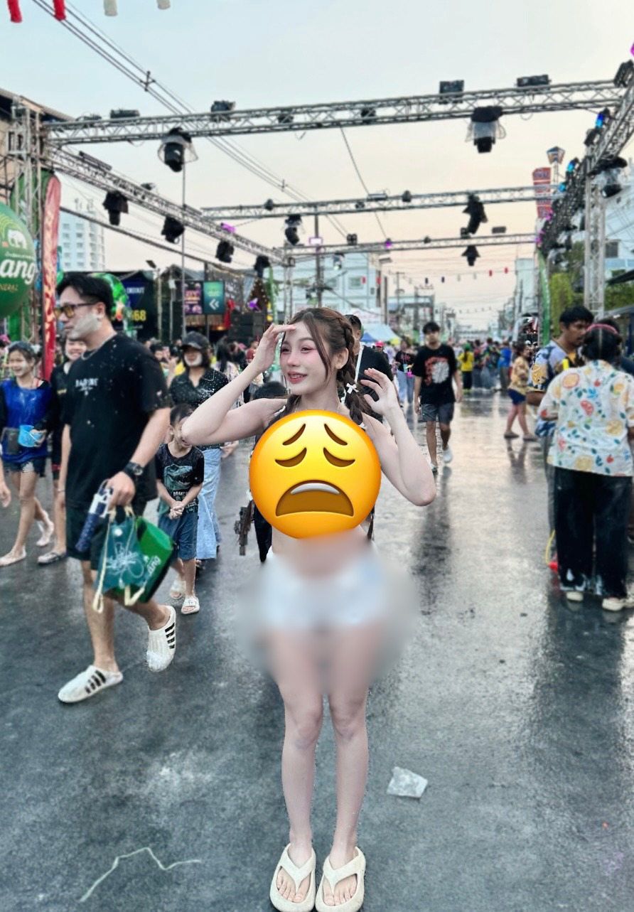 Cô gái diện đồ quá bạo đi té nước khiến netizen 