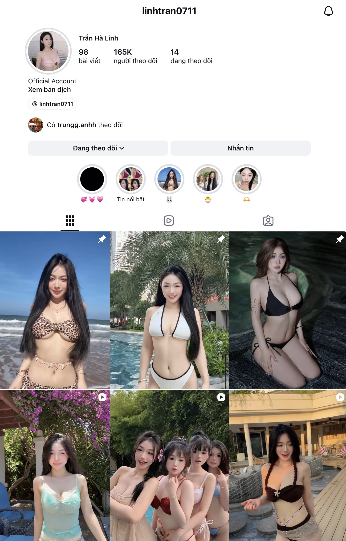 Tài khoản Instagram Trần Hà Linh công khai lời mời gọi vào nhóm tình yêu