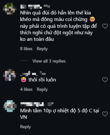 Tắm ở sông băng 0°C, cô gái Việt khiến người xem  