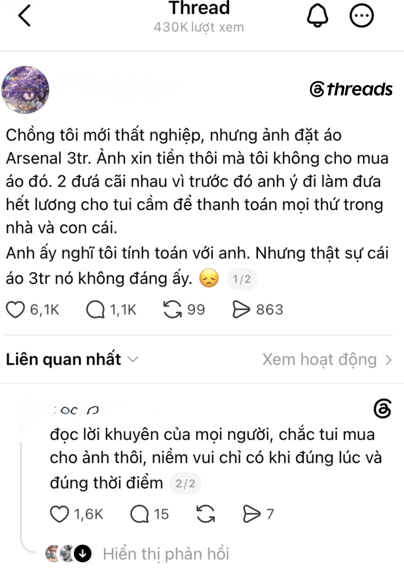Chồng thất nghiệp vẫn