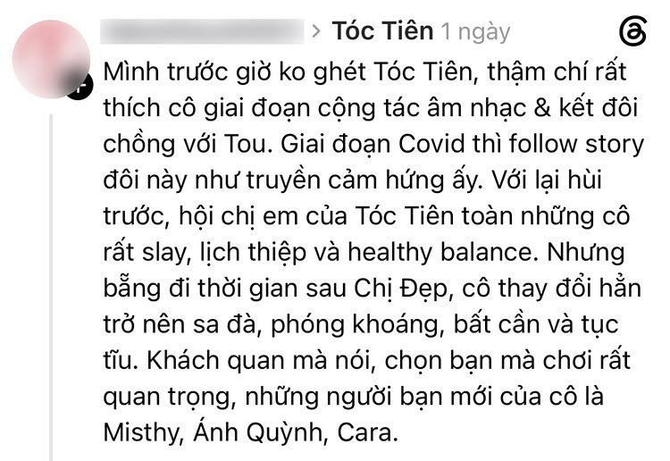 Chị đẹp Tóc Tiên