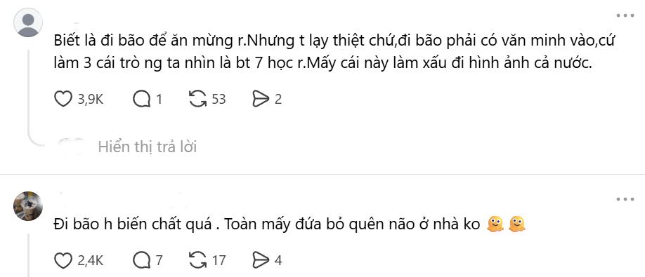 Vui thôi đừng vui quá, cô gái trẻ đi bão cầm biển với nội dung phản cảm, phấn khích đề cập chuyện 18+ gây bức xúc