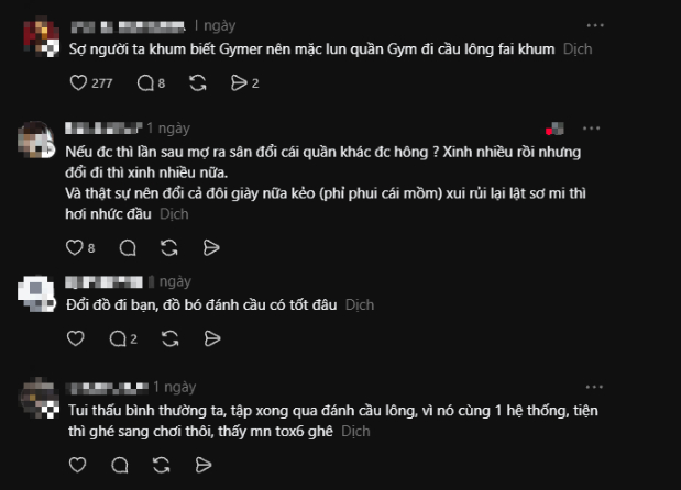 Mặc quần tập đi chơi cầu lông, nữ gymer bất ngờ bị CĐM chỉ trích