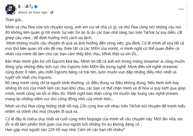 Streamer B.G vẫn nhận mưa phẫn nộ từ CĐM sau bài đăng mới nhất