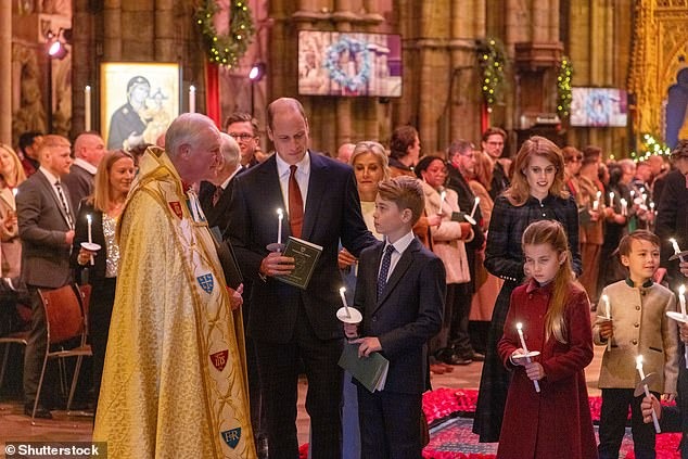 Thân vương William giới thiệu George với các Giáo sĩ tại Tu viện Westminster ở London.