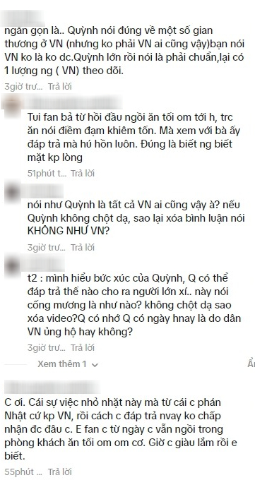 Sự việc vẫn chưa hạ nhiệt lại khi Quỳnh Trần đăng tải đoạn clip đáp trả lại những bình luận của cư dân mạng về câu chuyện 
