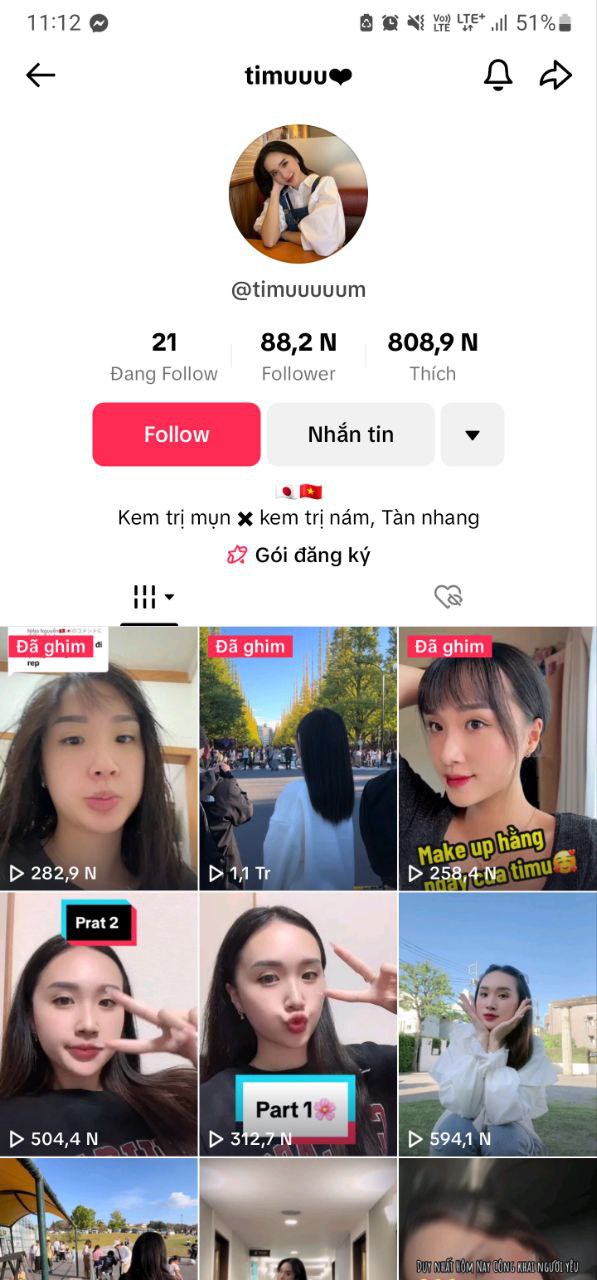 Kênh TikTok của Timu