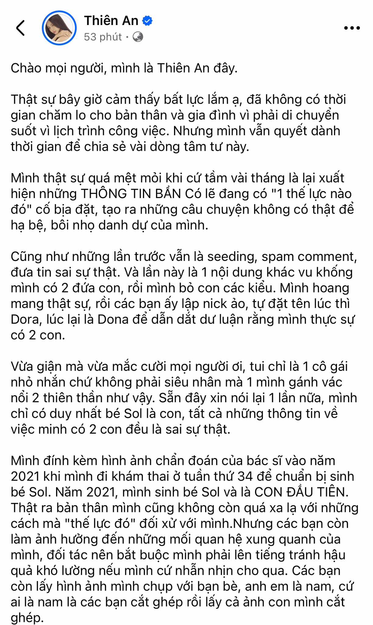 Thiên An - bạn gái cũ Jack vướng tin đồn đã sinh con 2 lần, chính chủ phủ nhận và ám chỉ 