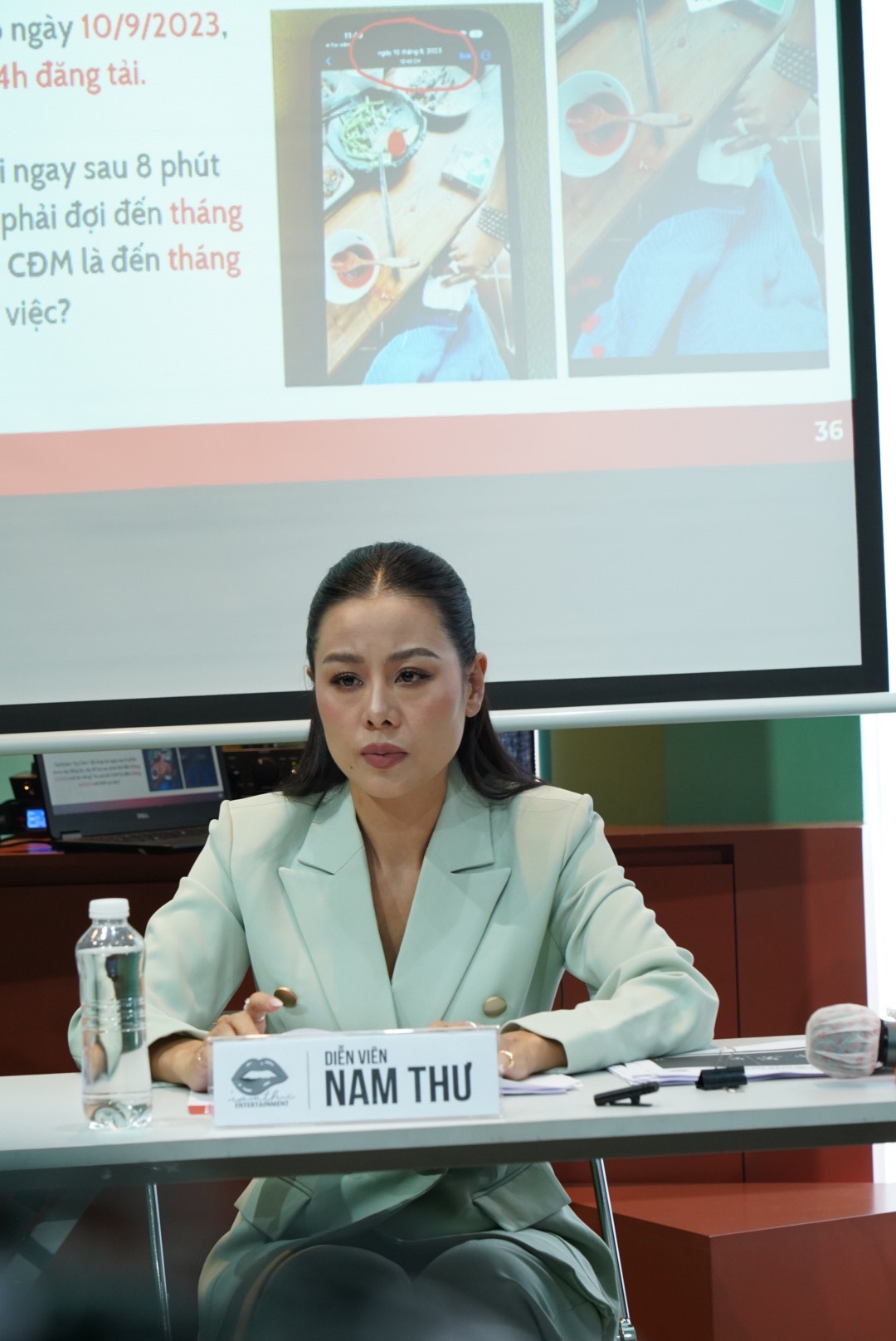 Nam Thư tại buổi họp báo chiều 5/8