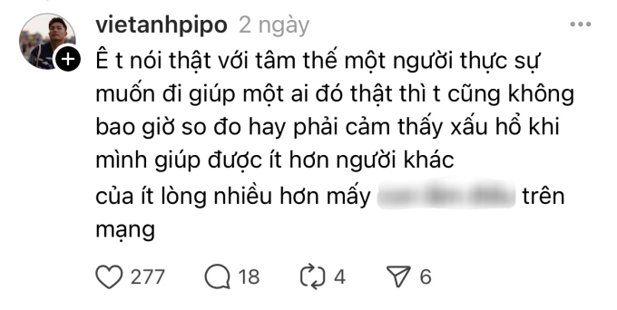   Câu nói của Việt Anh Pí Po được dân tình đào lại sau sự việc làm màu vừa qua.  