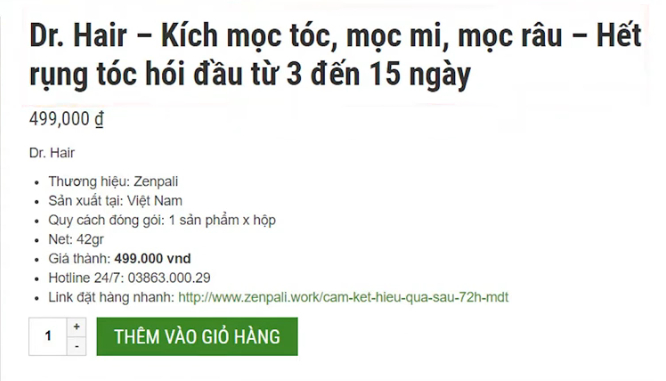 Nhưng trên website cũng như quảng cáo trên các nền tảng MXH lại được 