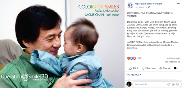 Hiện trên Fanpage của Operation Smile Việt Nam đã gỡ bỏ hoàn toàn các hình ảnh của Thành Long mà trước đó đã được đăng tải cho chiến dịch truyền thông kỷ niệm 30 năm Operation Smile tại Việt Nam.