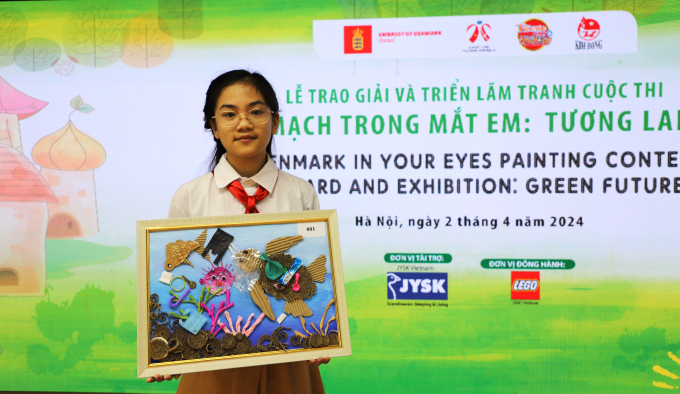Em Chu Hà Giang và bức tranh “Tiếng kêu từ biển xanh” - Giải Đặc biệt của cuộc thi “Đan Mạch trong mắt em” năm 2023