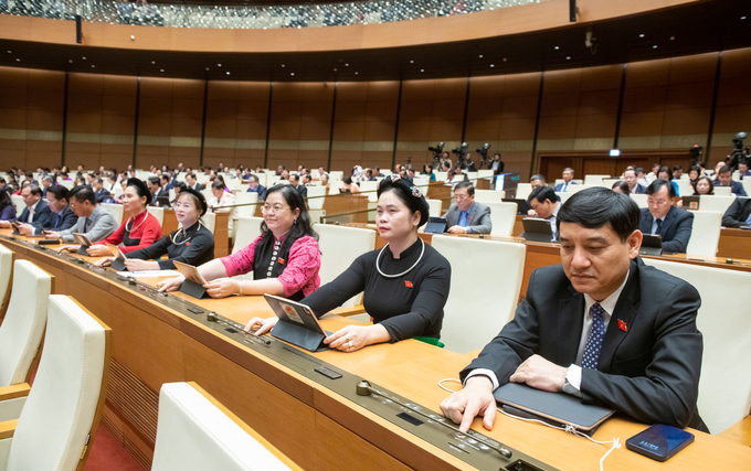 Các đại biểu Quốc hội biểu quyết thông qua Luật Dữ liệu. Ảnh: Cổng thông tin điện tử Quốc hội